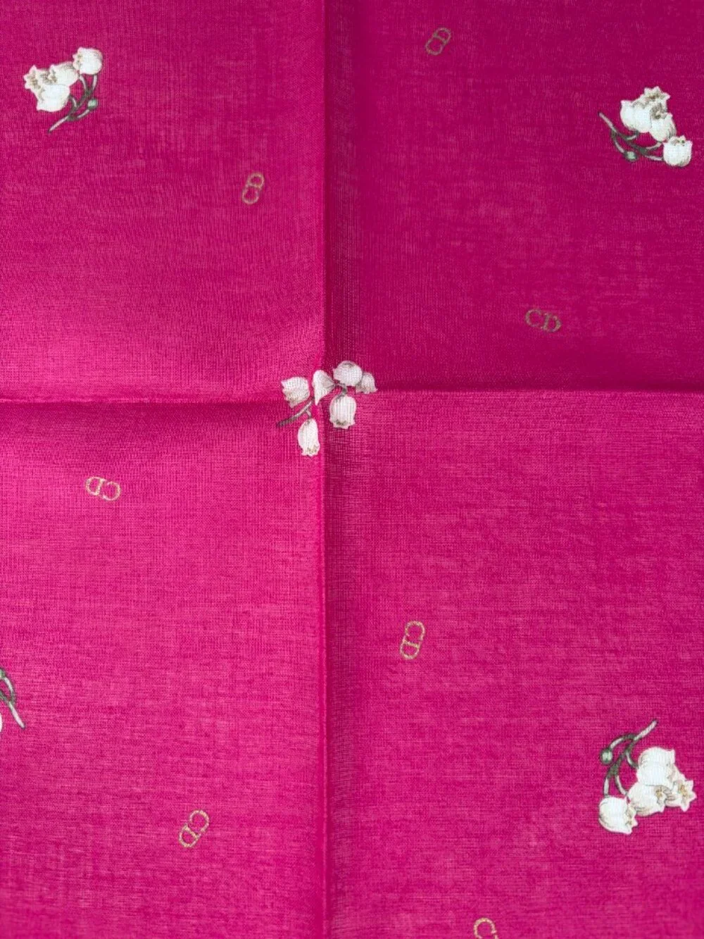 Vintage Christian Dior Lily of the Valley Cotton Scarf